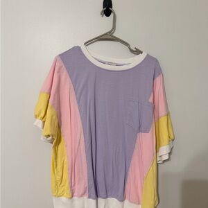 Vibrant Patchwork Short Sleeve Top